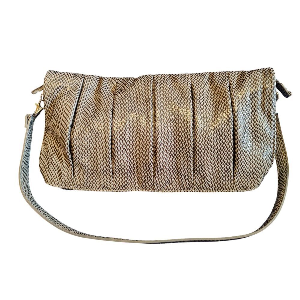 Worthington Evening Fog faux snake gathered front‎ Purse